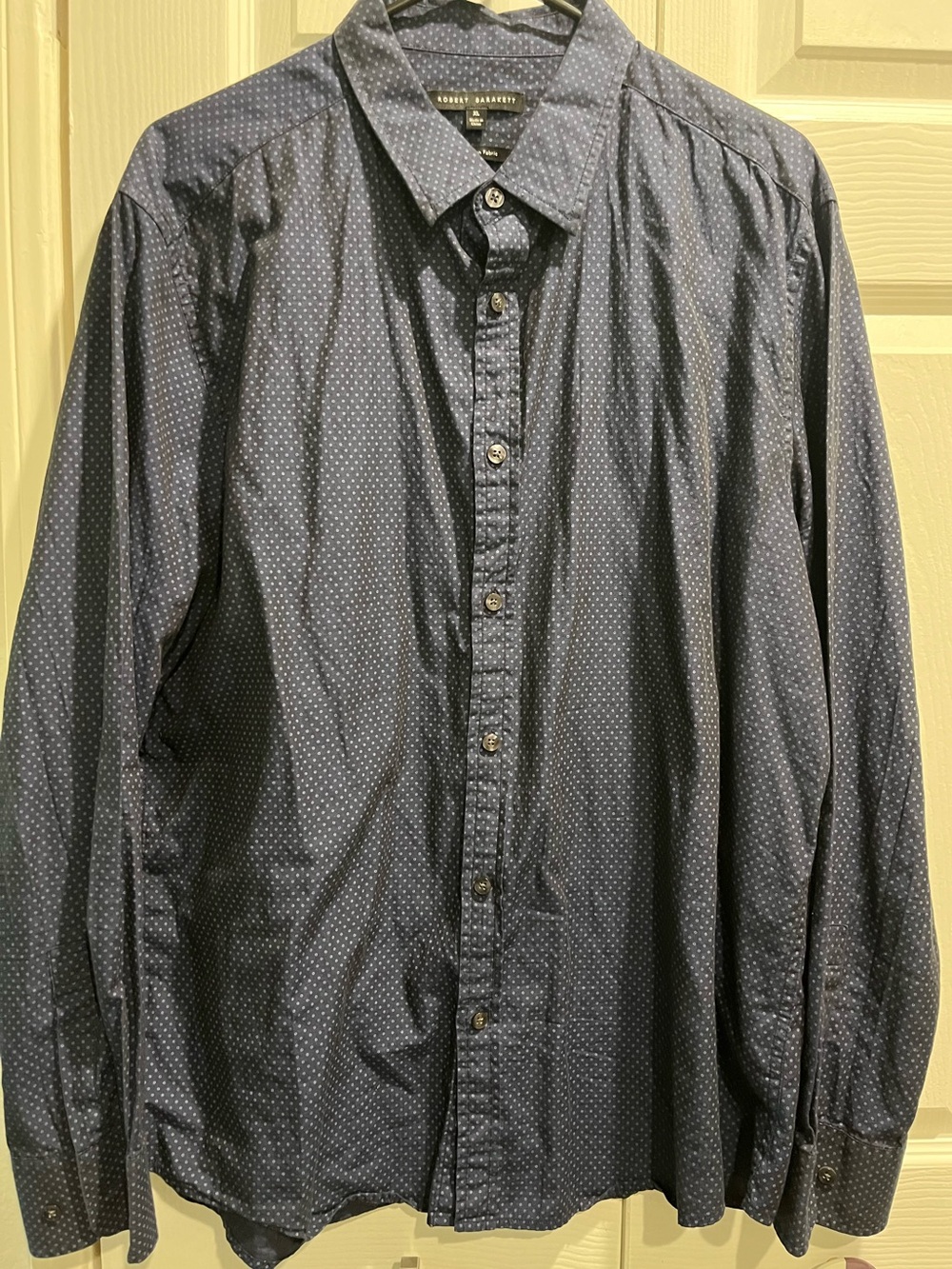 Robert Barakett Navy Blue Dot-Print Button-Down Shirt